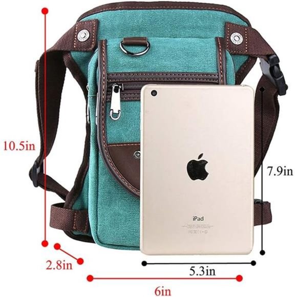 Drop Leg bag Motorcycle Durable Canvas Multi-Pocket Support Max Waistline of 56 - Picture 3 of 7